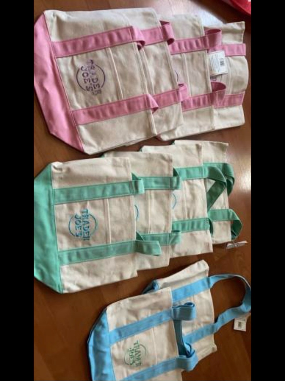 Trader Joe's Canvas Tote Bag – Pink, Mint, Blue Options - Picture 2 of 2